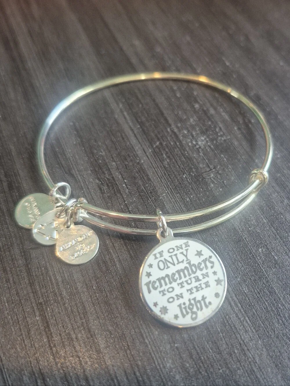 Alex And Ani Harry Potter Silver-Tone  Charm Bangle Bracelet with Quote Charm
